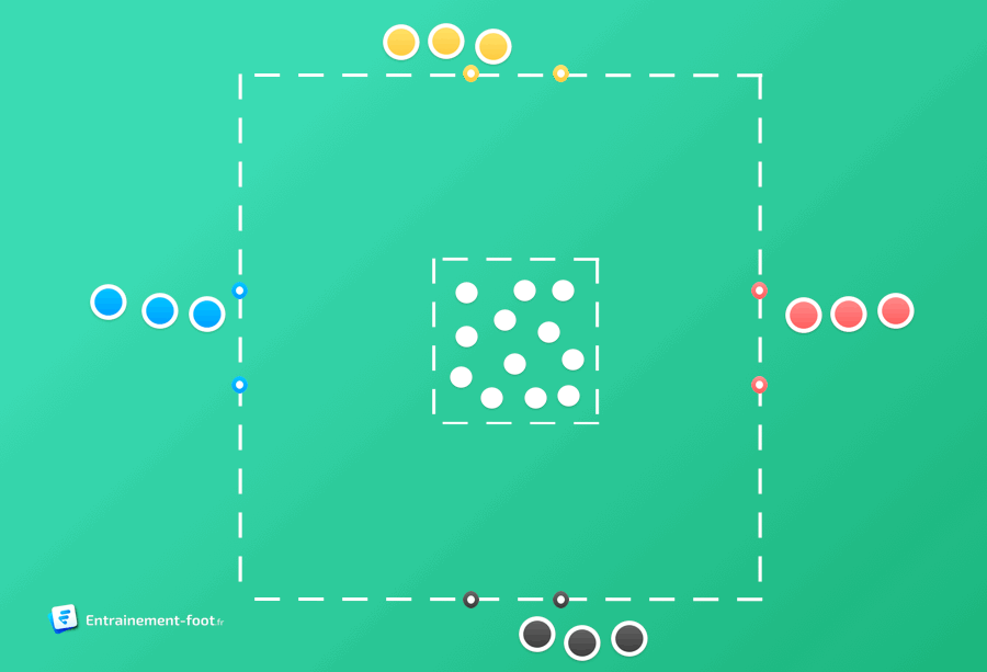 Animation: Conduite de balle en école de foot avec le jeu des cambrioleurs